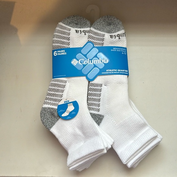 New Columbia Socks Package 6 Pairs Mens White & Gray Athletic Quarter Crew Socks - Picture 12 of 12